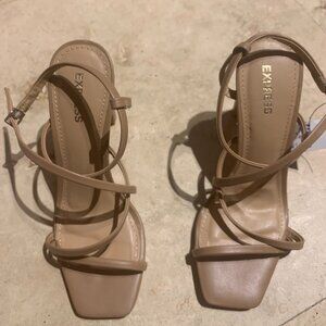 Express Modern Nude Color Strappy Heels